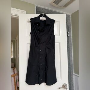 Derek Lam Sleeveless Black Button-Front Midi Dress